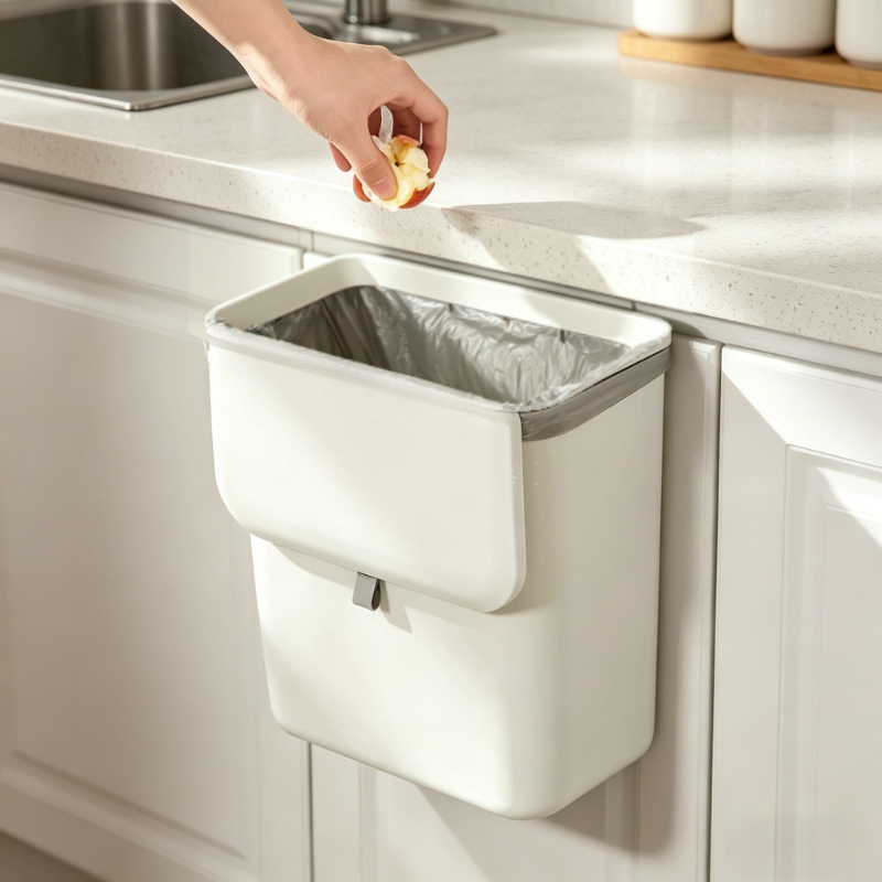 Compost Bin Countertop - Kitchen Trash with Cover Home Cupboard