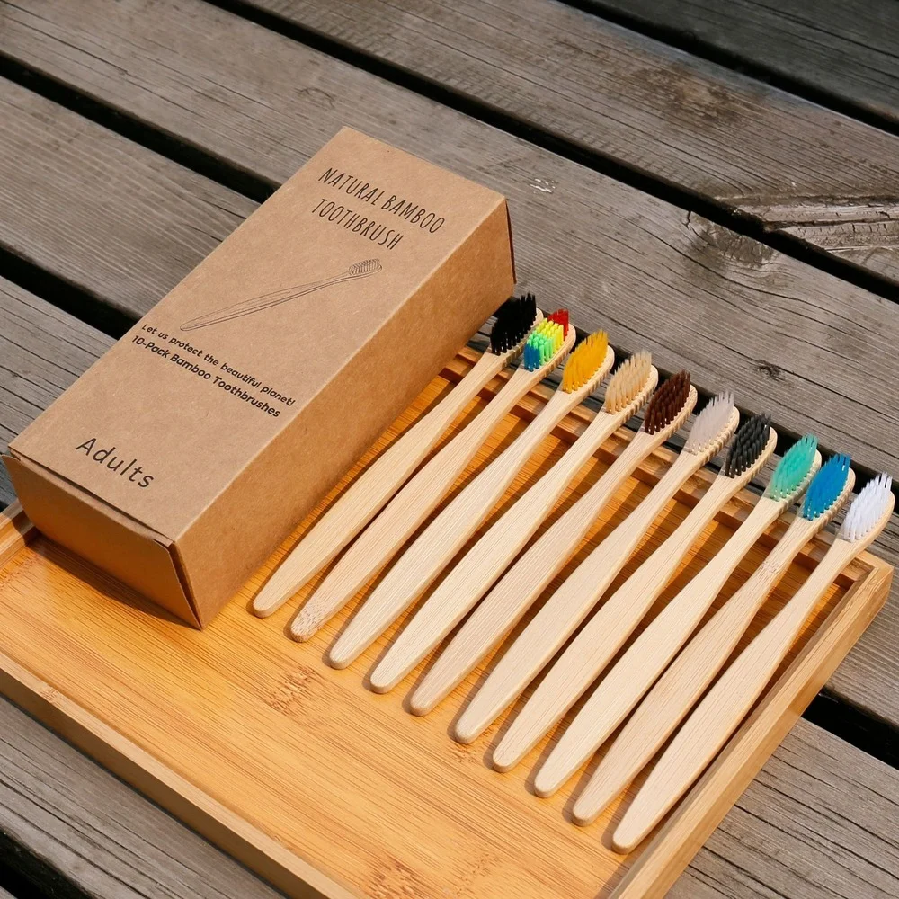 10PCS Colorful Natural Bamboo  - Bamboo Toothbrush Set incelemesi ve fiyatı