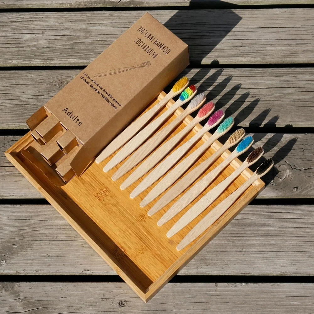 10PCS Colorful Natural Bamboo  - Bamboo Toothbrush Set incelemesi ve fiyatı