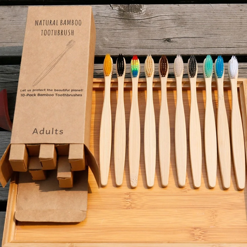 10PCS Colorful Natural Bamboo  - Bamboo Toothbrush Set incelemesi ve fiyatı