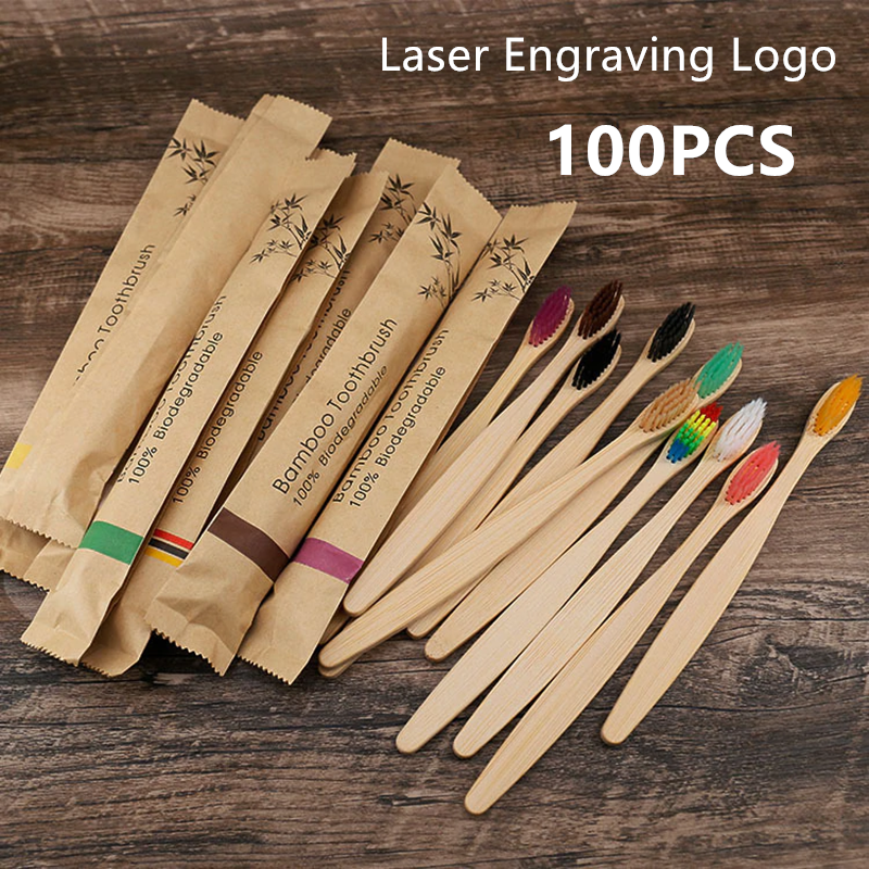 50 / 100 Pcs  Customized Laser - Bamboo Toothbrush Set incelemesi ve fiyatı